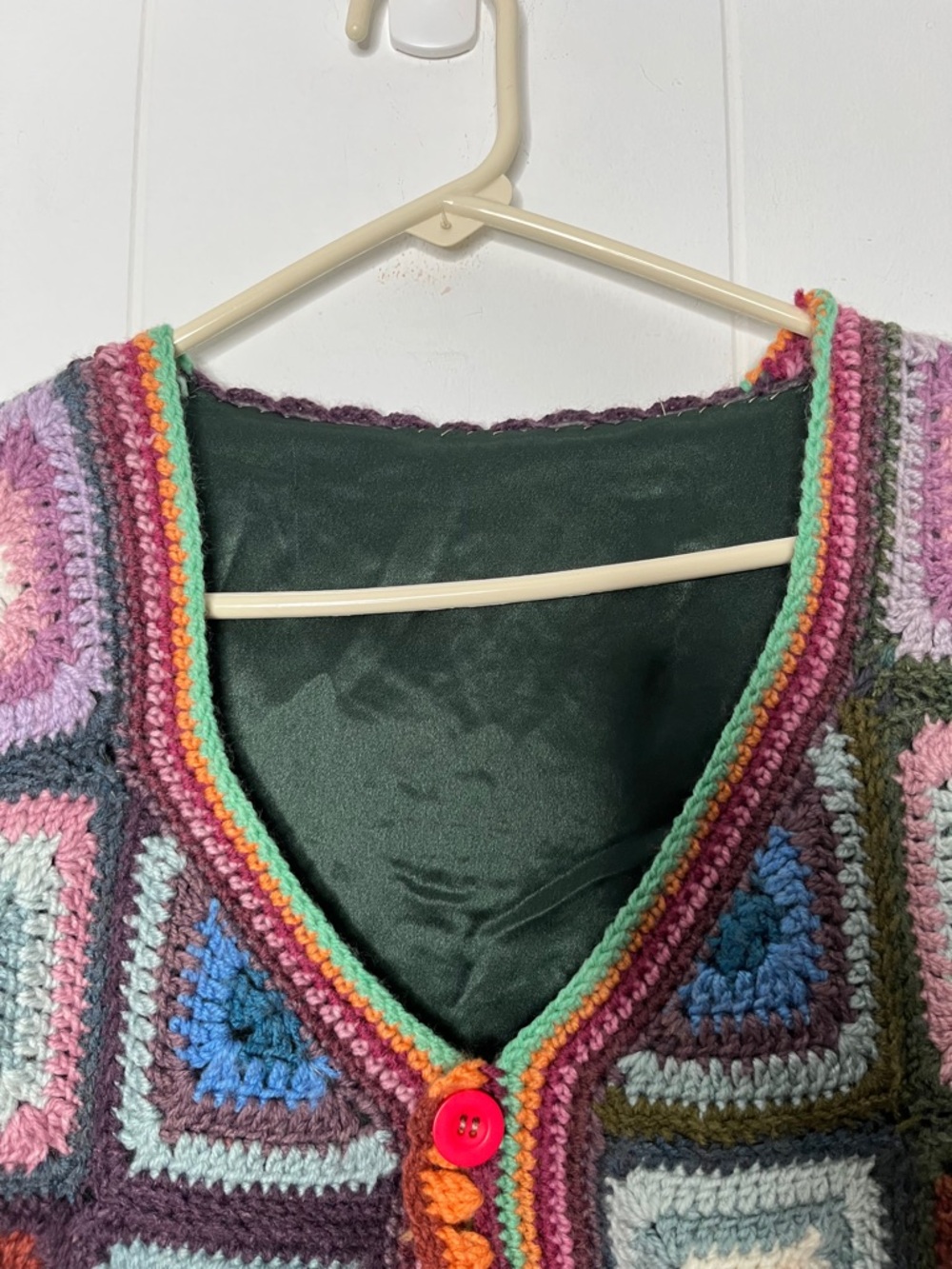 Handmade Multicolor Crochet Granny Square Vest - Picture 5 of 9